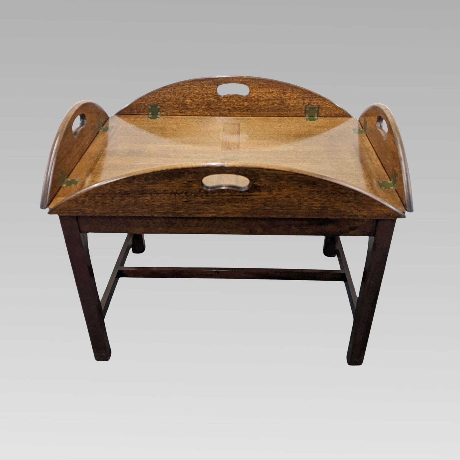 Original Quality Vintage Mahogany Military Campaign Style Butlers Tray On Stand.