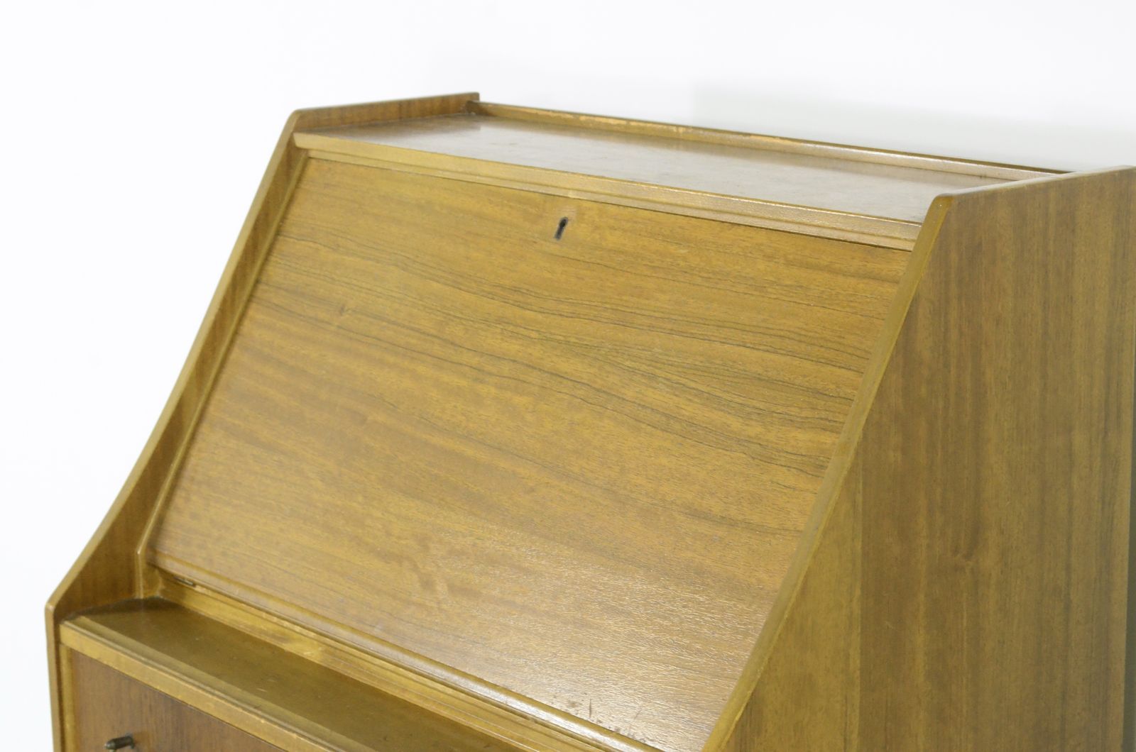 Midcentury Bureau Desk Cabinet In Teak Vintage Modern Danish Style photo for sale