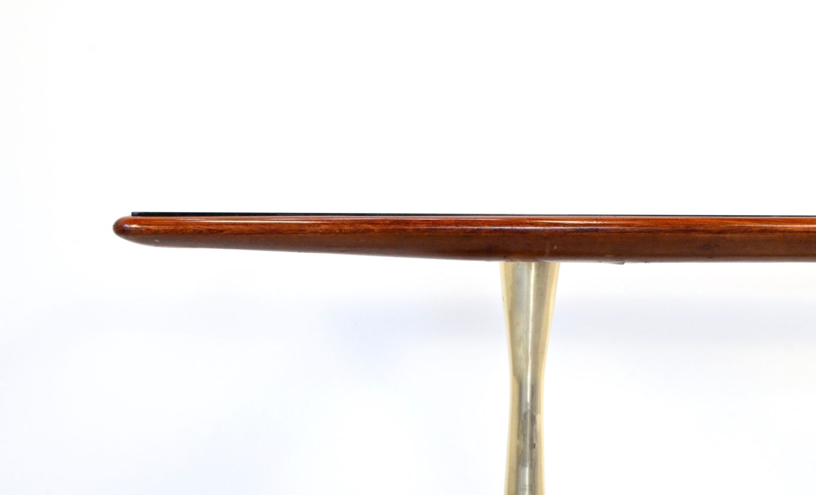 photo vinterior Very Rare Midcentury Modern Italian Dining Table In Mahogany, Brass And Marble. Vintage / Retro / Scandi.