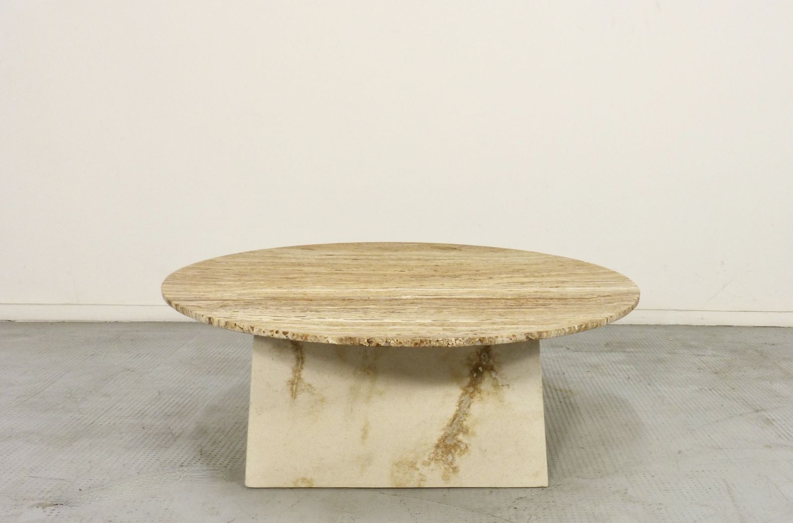 1970s Italian Travertine Minimalist Geometric Coffee Table. Modern / Midcentury / Retro.