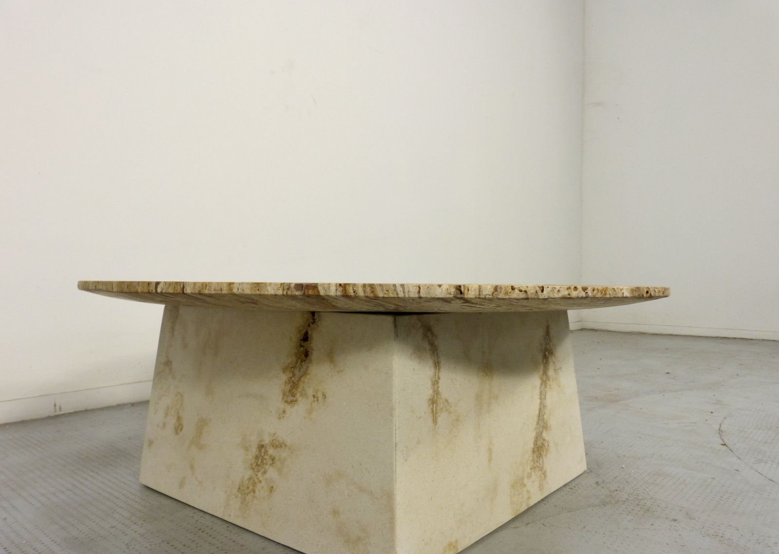1970s Italian Travertine Minimalist Geometric Coffee Table. Modern / Midcentury / Retro. photo buy