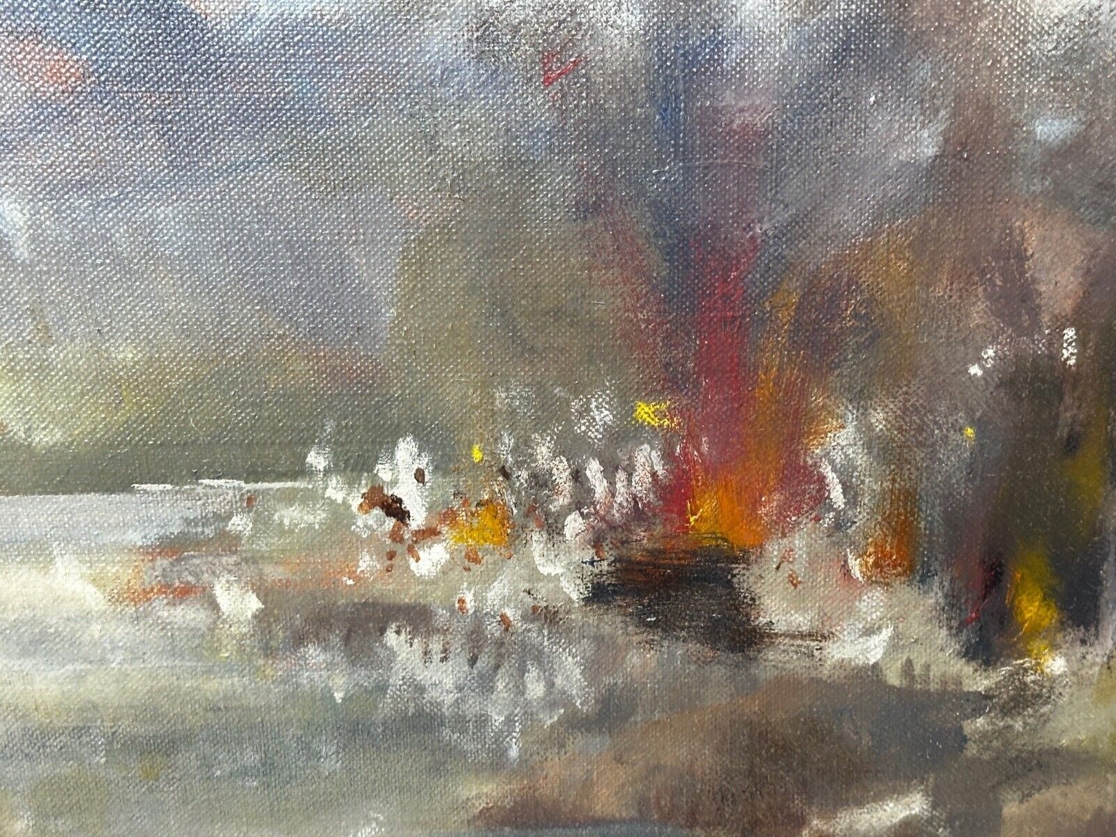 Large 20th Century Military Oil Painting Battle Of Kam Dakka By Francis Russell Flint photo for sale