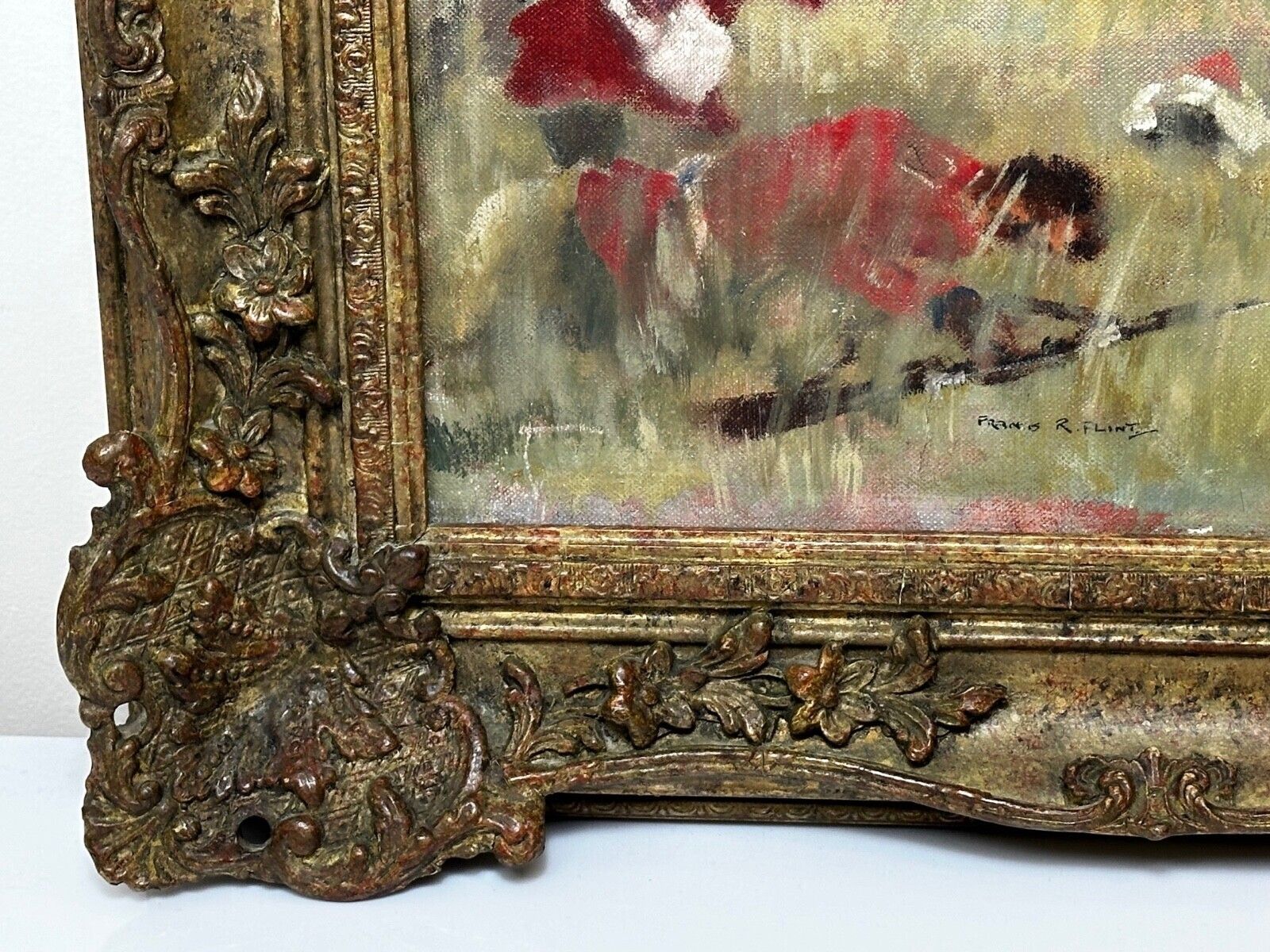 Large 20th Century Military Oil Painting Battle Of Kam Dakka By Francis Russell Flint photo buy