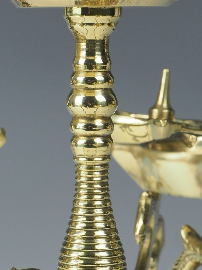 Antique Brass Candelabra Oil And Wick Lamp – Signed photo vinterior