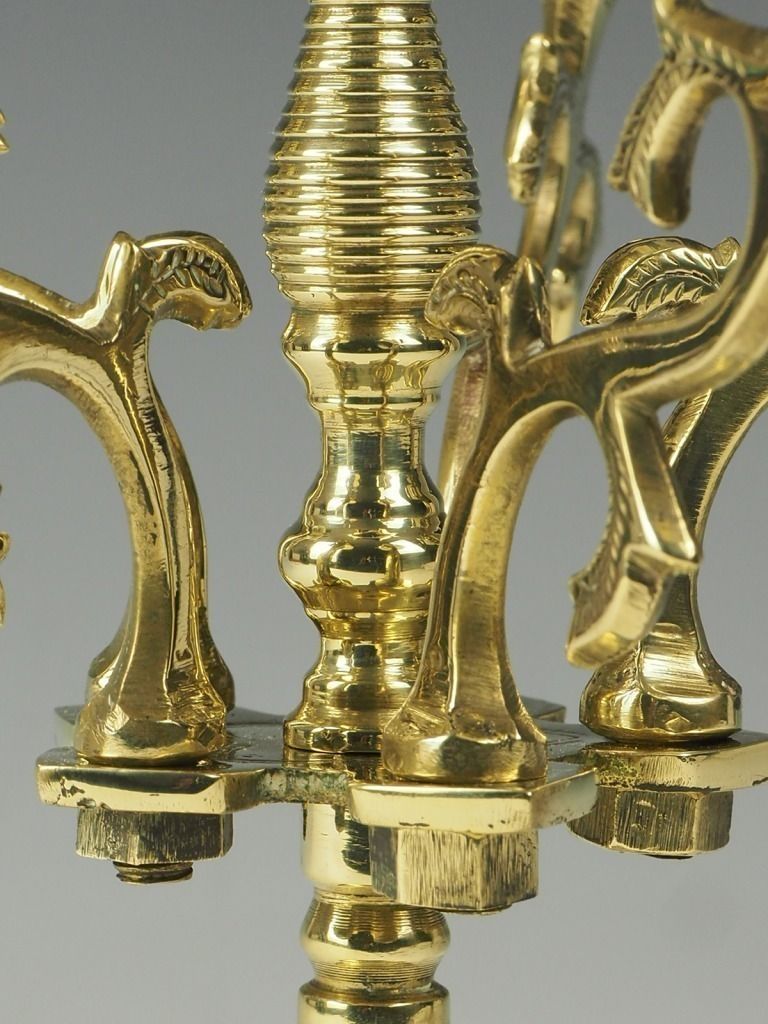Antique Brass Candelabra Oil And Wick Lamp – Signed photo vintage