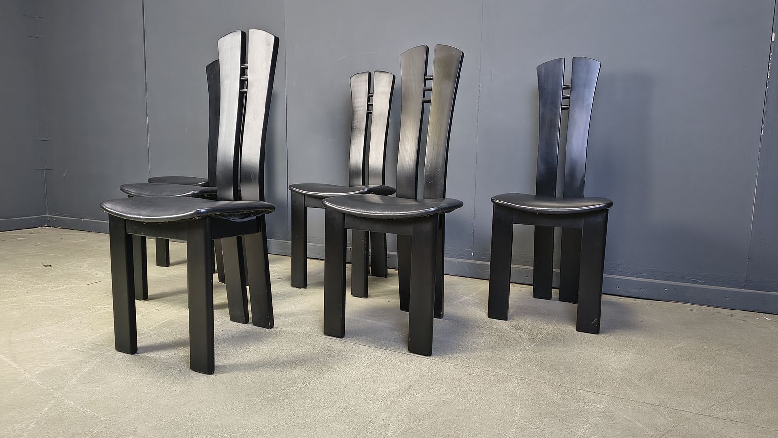 Post Modern Wooden Dining Chairs, 1980s   Set Of 6 photo vintage