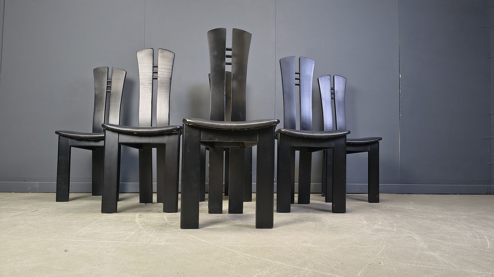 photo for sale Post Modern Wooden Dining Chairs, 1980s   Set Of 6
