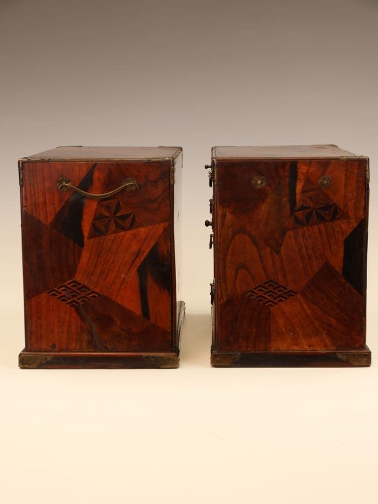 photo furniture Rare Matching Pair Of Japanese Meiji Period ‘Hakone’ Marquetry Kodansu