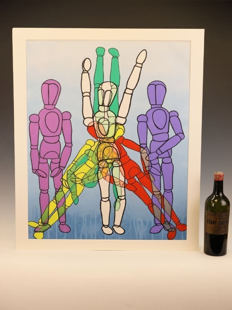 Derek Carruthers (1935–2021) – Untitled (Chromatic Mannequin Figures) – Original Watercolour, Dated February 2004 photo for sale