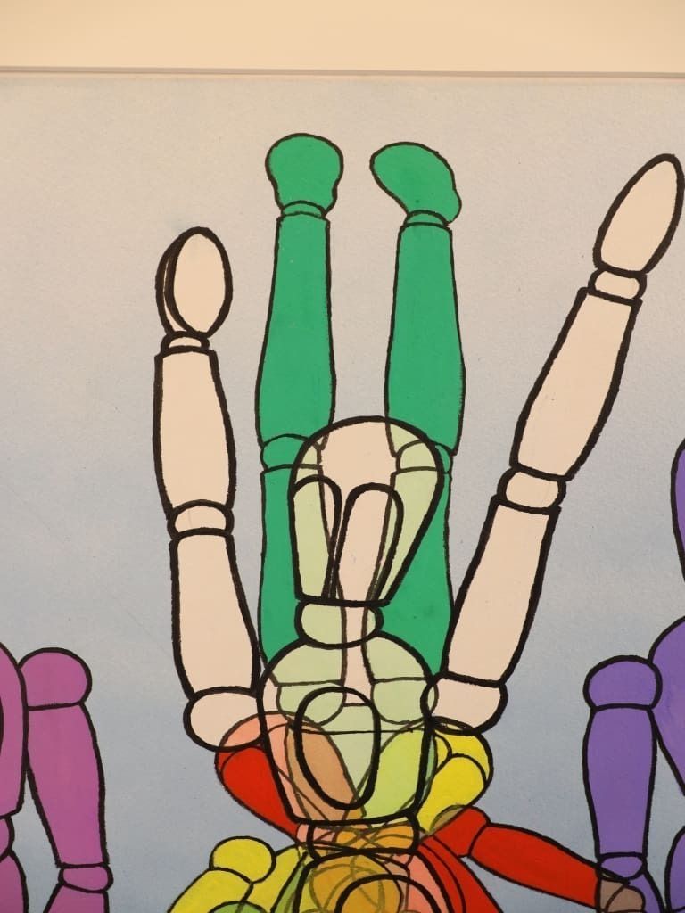 Derek Carruthers (1935–2021) – Untitled (Chromatic Mannequin Figures) – Original Watercolour, Dated February 2004 photo Art