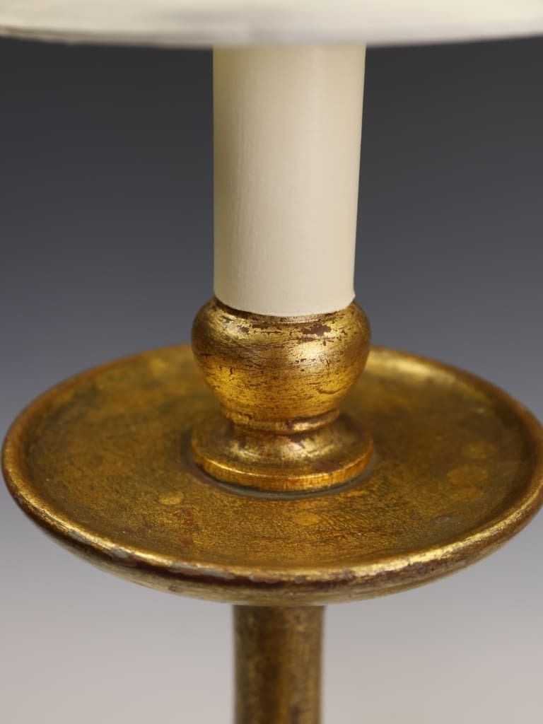 An Elegant Pair Of 19th Century French Gilt Wood Candlestick Lamps photo buy