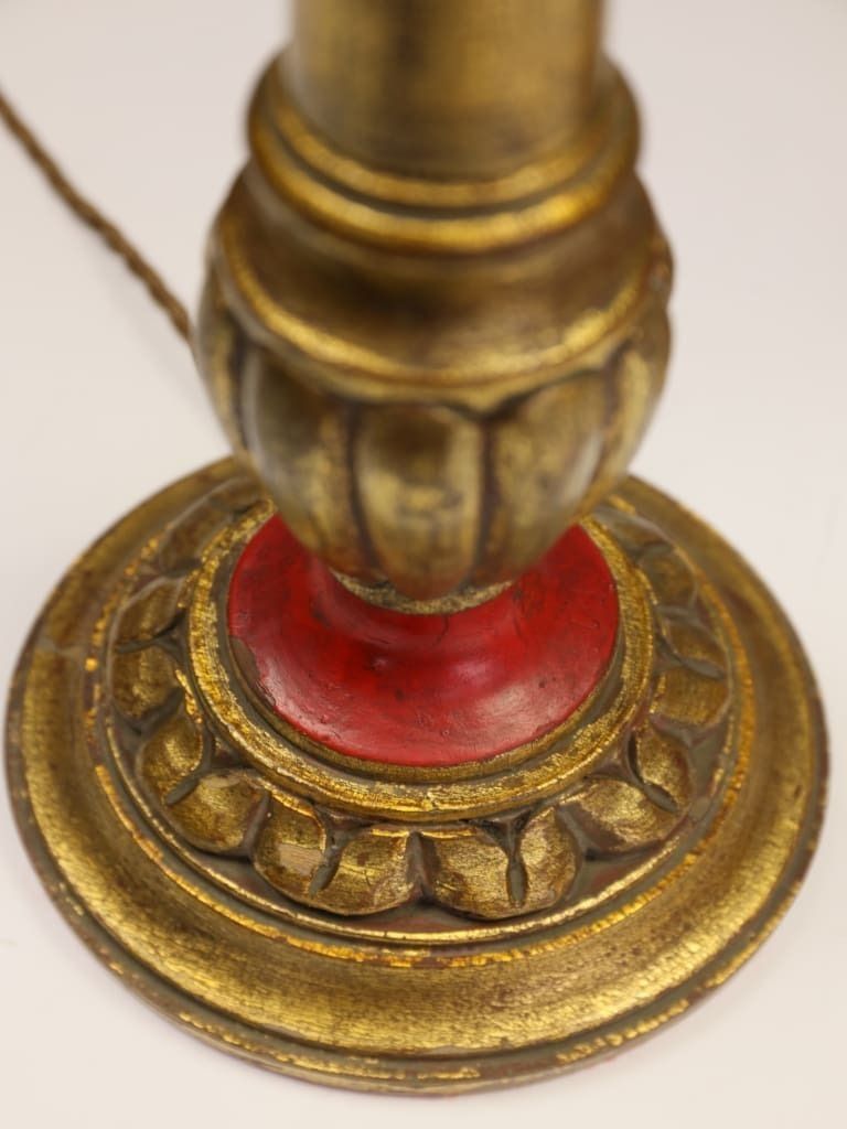 An Elegant Pair Of 19th Century French Gilt Wood Candlestick Lamps photo vintage