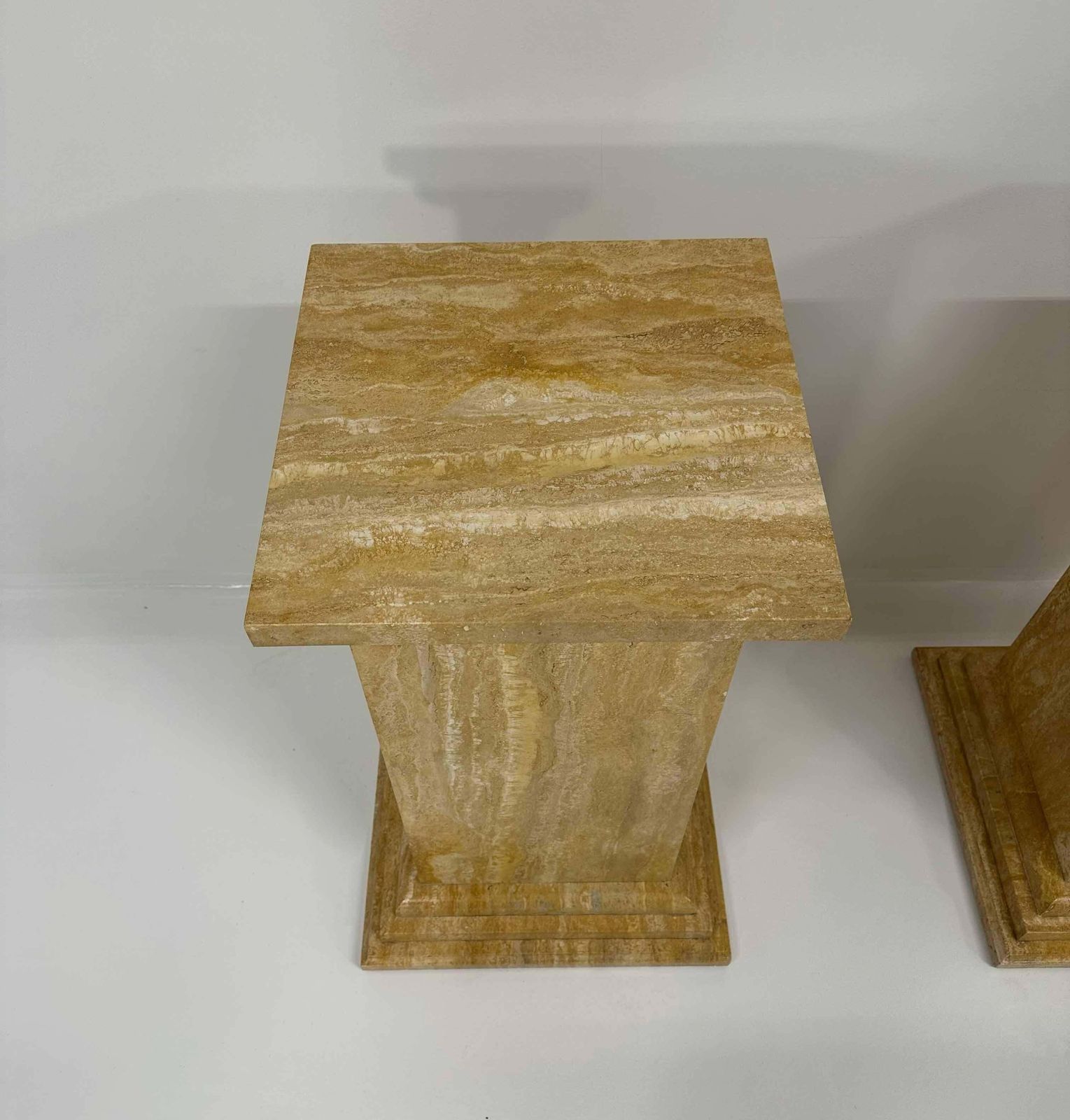 Pair Of Art Deco Travertine Columns, Italy, Elegant Design, 1940s. photo 3456.0