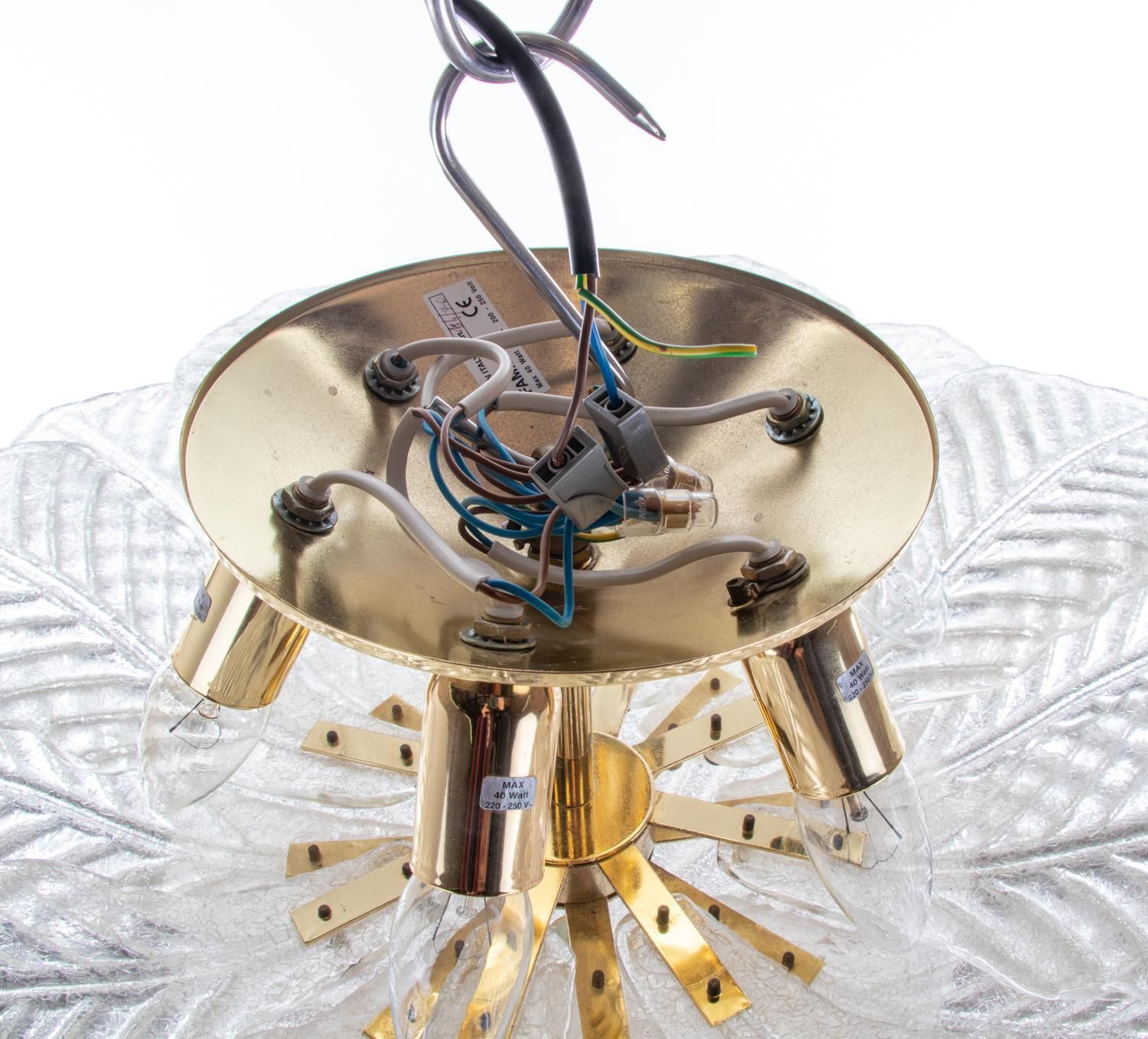 photo vinterior Murano Palmette 25" Flush Mount Pale Aquamarine Glass & Brass By Barovier, Italy.