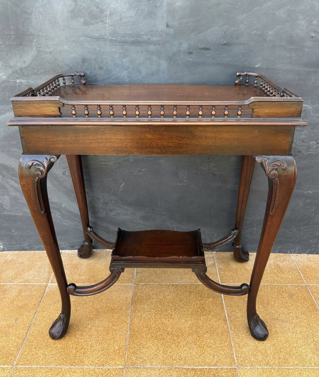 Louis XV Style Carved Wood Side Table With Gallery Top And Cabriole Legs, 1930s photo for sale