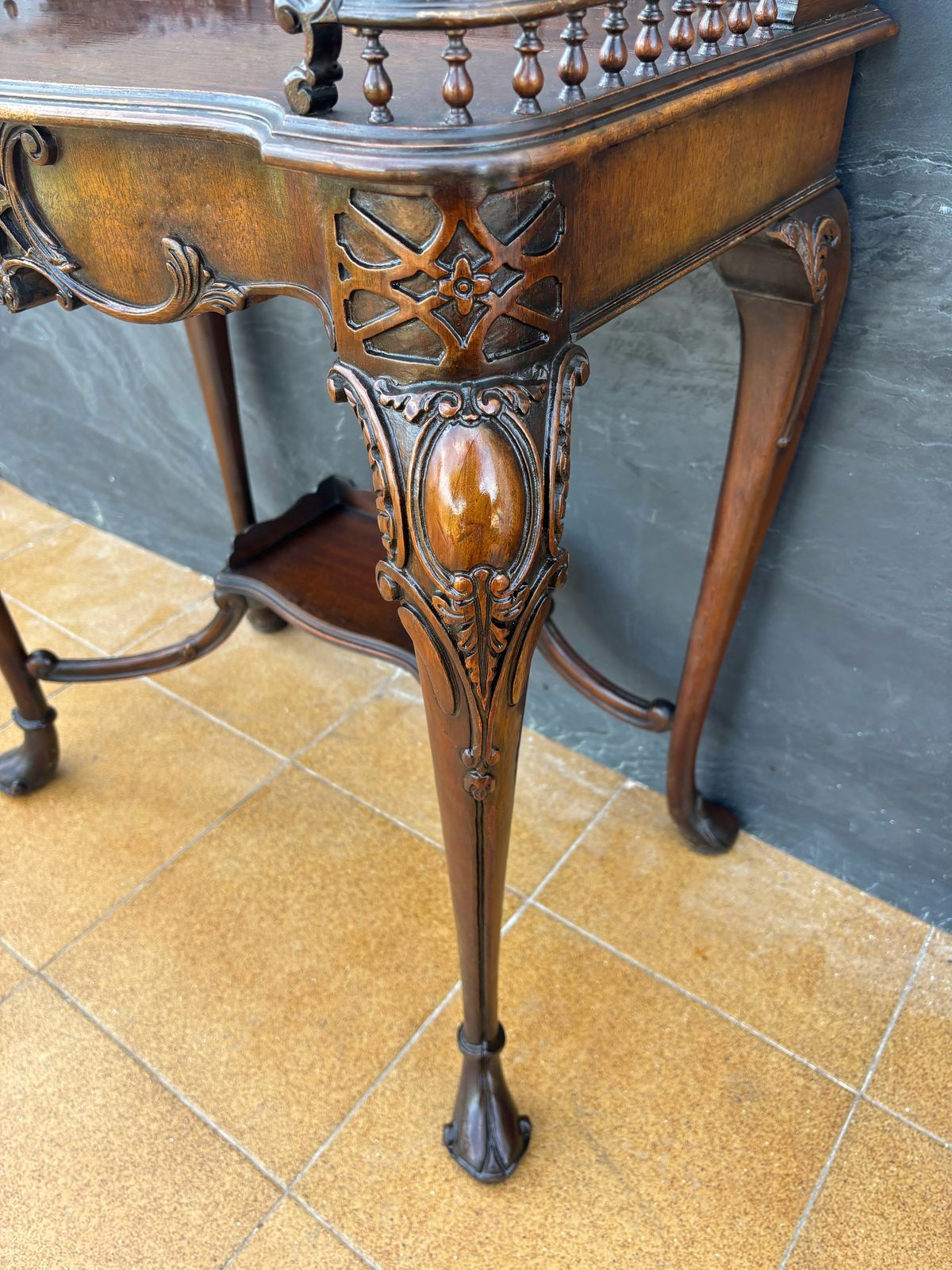 Louis XV Style Carved Wood Side Table With Gallery Top And Cabriole Legs, 1930s photo buy