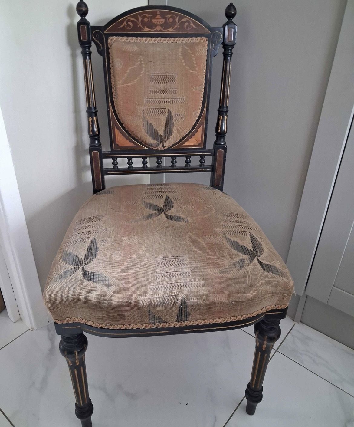 Fine Burr Walnut Aesthetic Movement Chair With A Grand Tour Plaque Very Rare photo buy