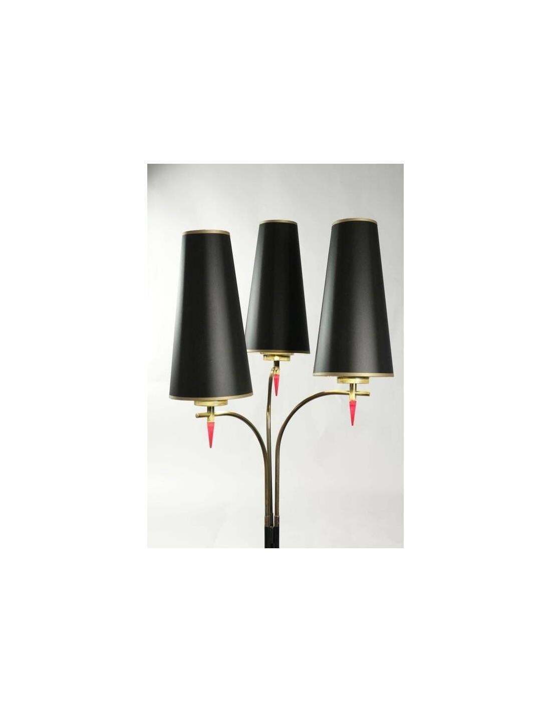 Standing Floor Lamp From The 1960s In Metal Paint And Brass, Three Lights. photo vintage