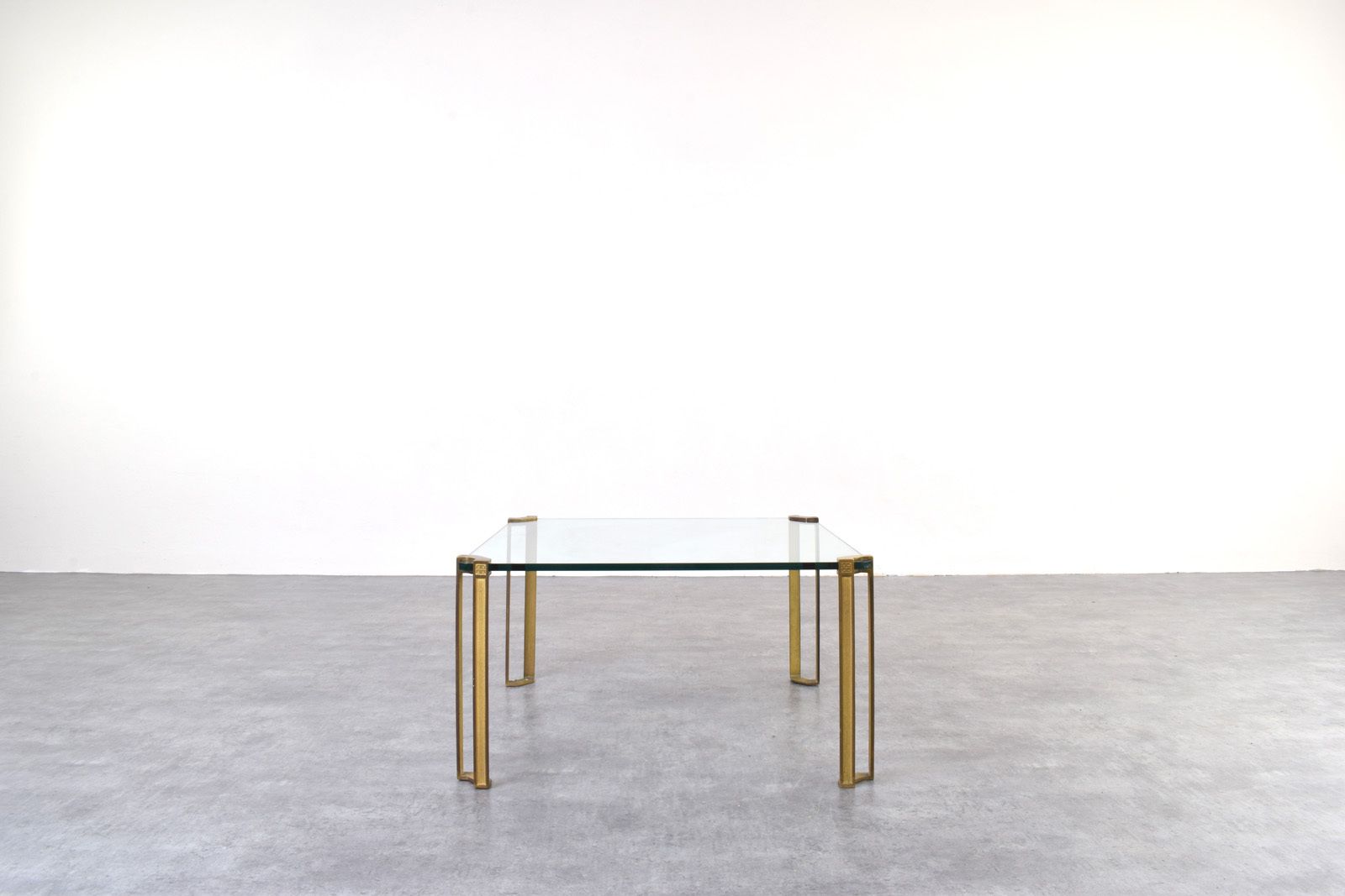 Hollywood Regency Brass And Glass Coffee Table By Peter Ghyczy, 1970s. photo for sale