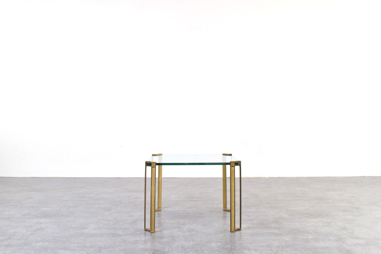 Hollywood Regency Brass And Glass Coffee Table By Peter Ghyczy, 1970s. photo for sale