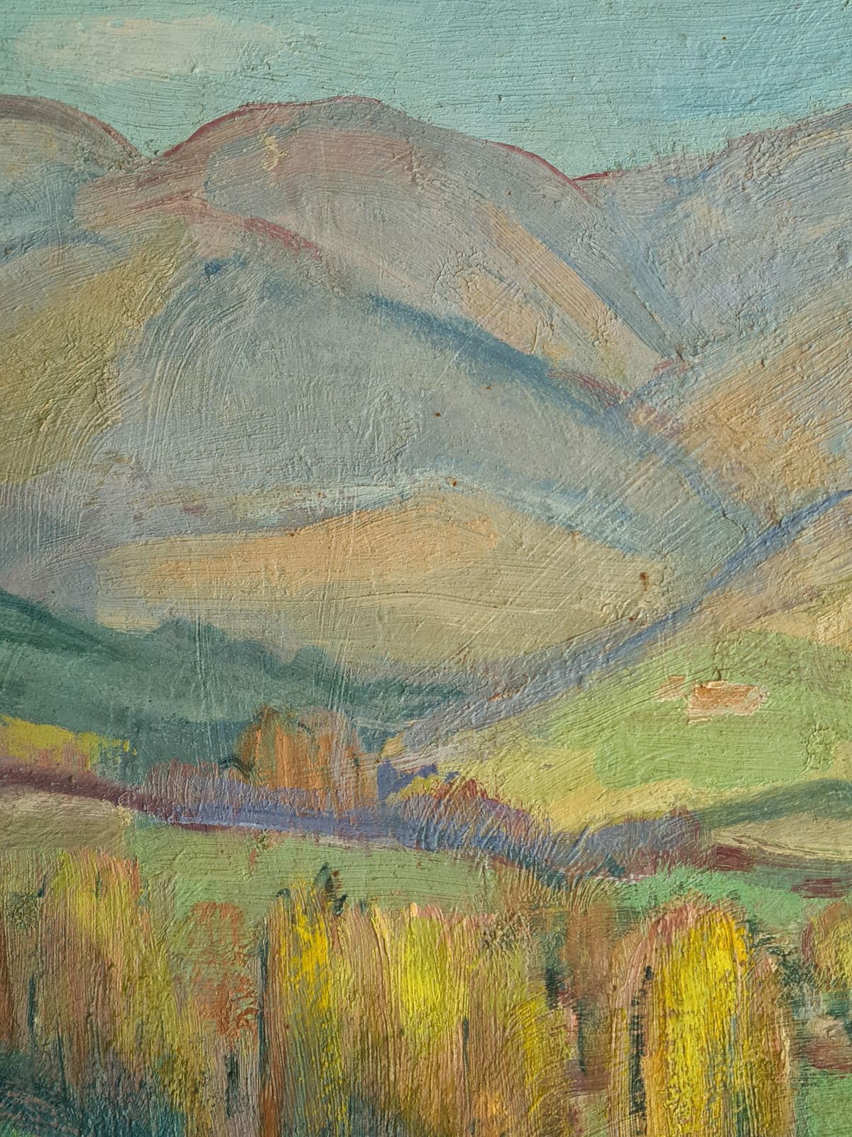 Jean Perret Fauvist Landscape: The Golden Trees, Oil On Board, Mid 20th Century. photo Art