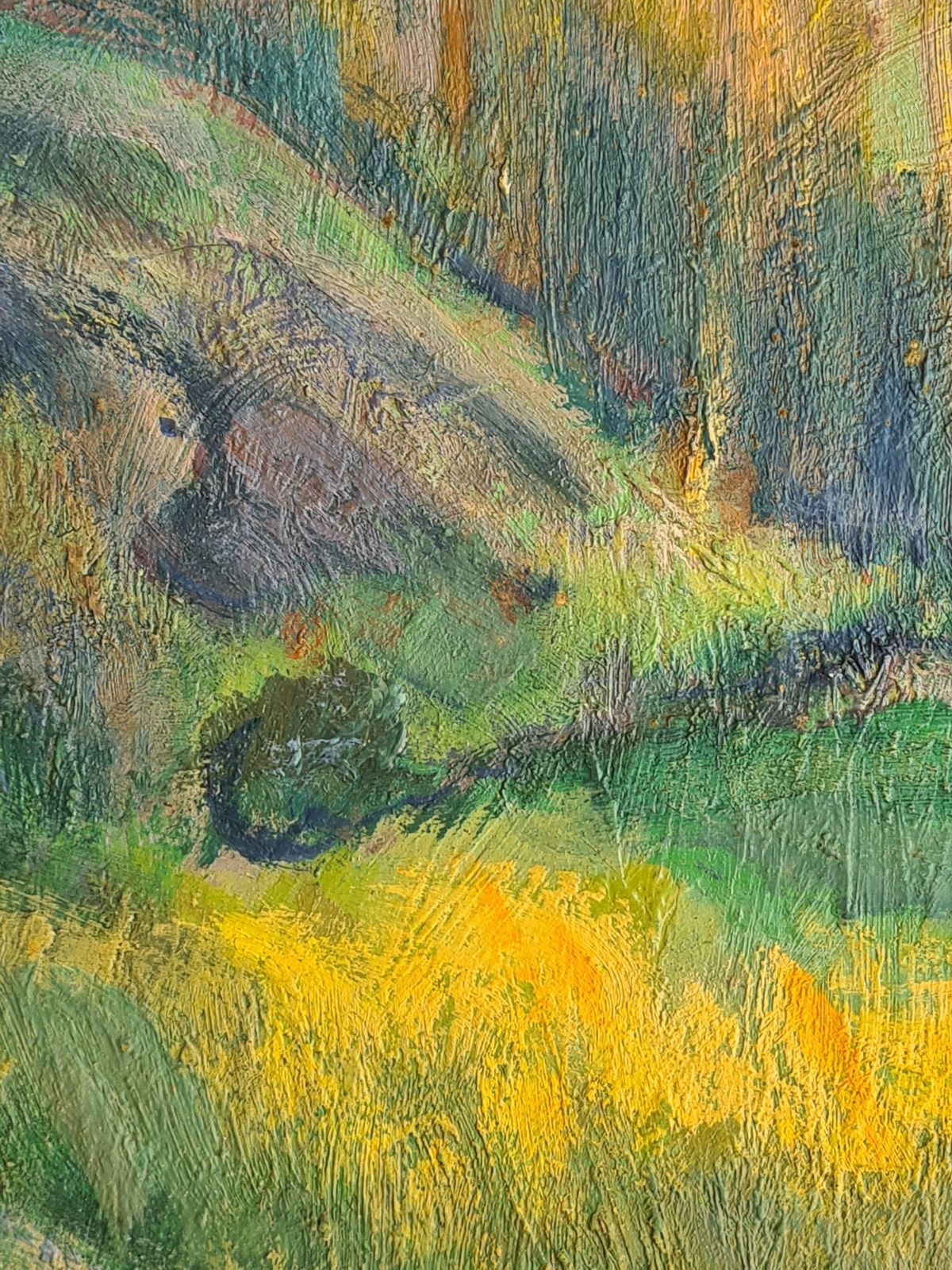 Jean Perret Fauvist Landscape: The Golden Trees, Oil On Board, Mid 20th Century. photo vintage