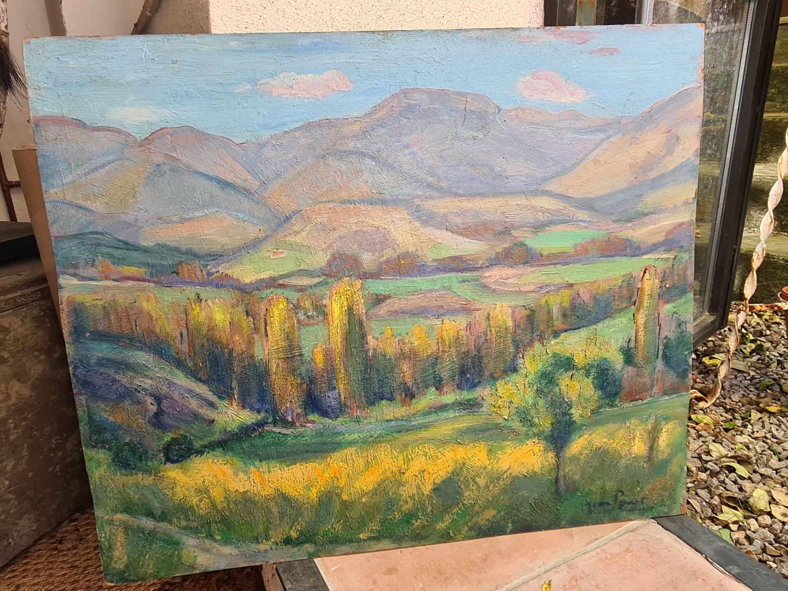 photo for sale Jean Perret Fauvist Landscape: The Golden Trees, Oil On Board, Mid 20th Century.