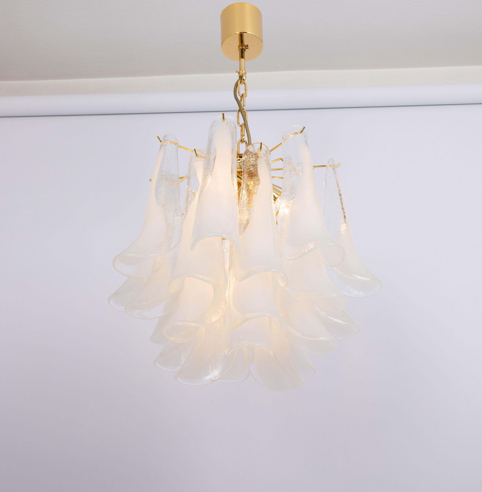 photo furniture Stunning Large Murano Glass Petals Chandelier Italy, 1980s