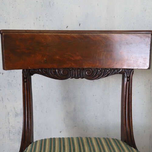 Pair Of William IV Mahogany Side Chairs With Regency Stripe Upholstery, C.1830 photo vinterior