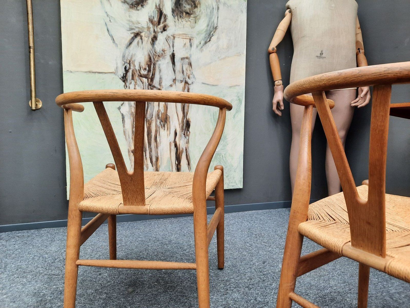 Furniture Wishbone Chairs By Hans Wegner For Carl Hansen & Son, 1960s, Set Of 2 photo