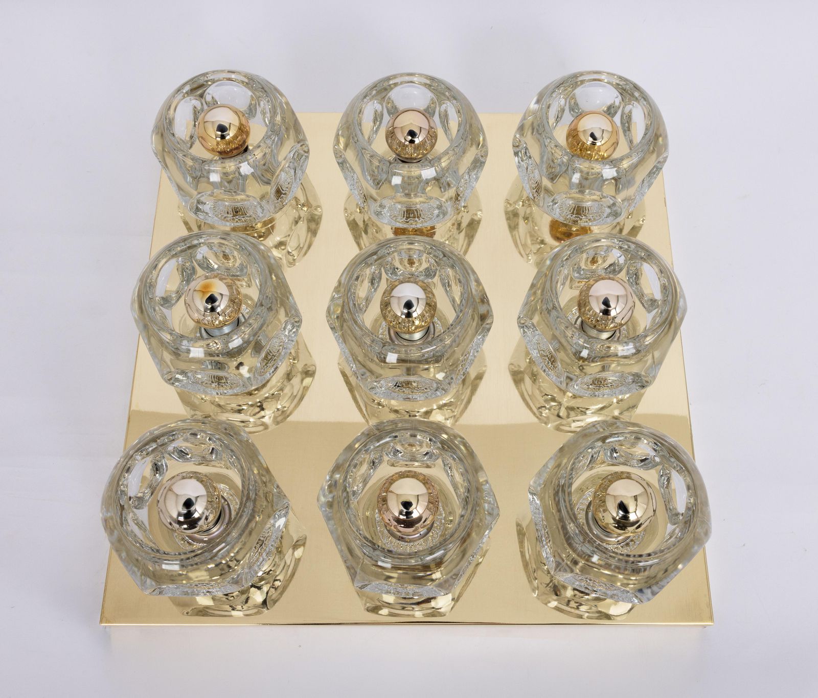 Large Stunning Glass Flushmount By Peill & Putzler, Germany, 1970s photo vinterior