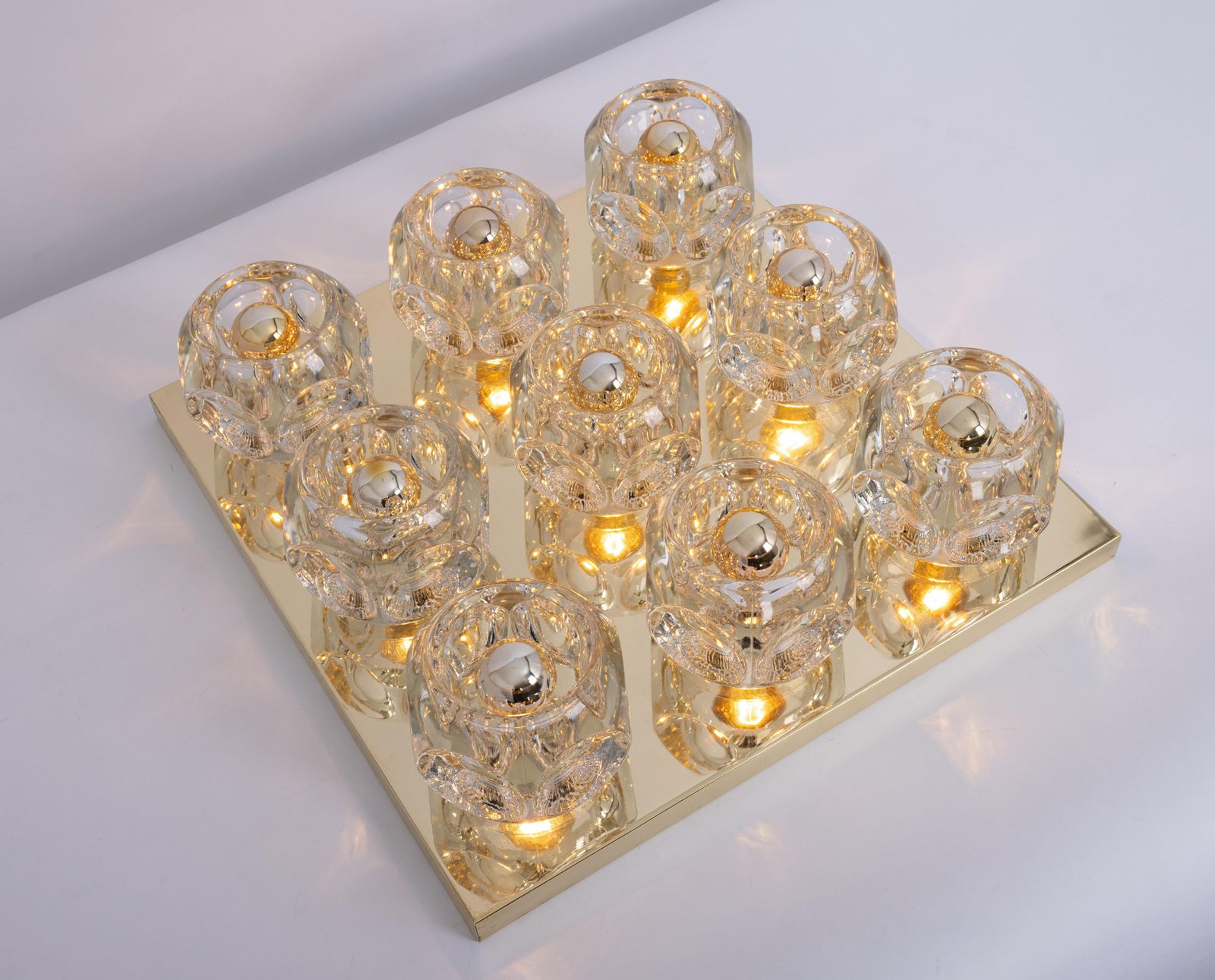 Lighting Large Stunning Glass Flushmount By Peill & Putzler, Germany, 1970s photo