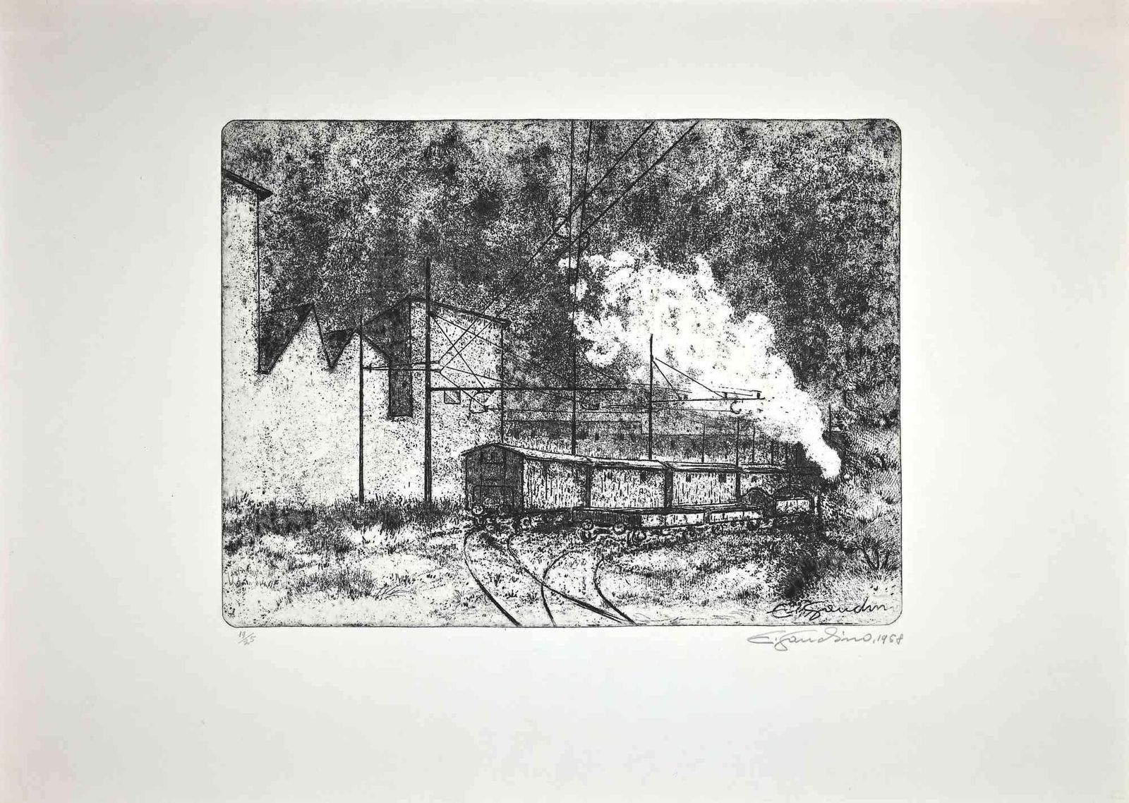 Enrico Gaudinoscalo Ferroviario   Etching By Enrico Gaudino   19581958