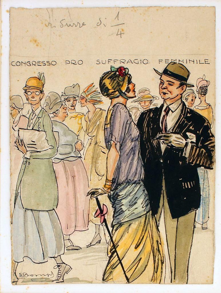 Luigi  Bompardcongress Pro Women's Suffrage   Drawing By Luigi Bompard   1930s1930s