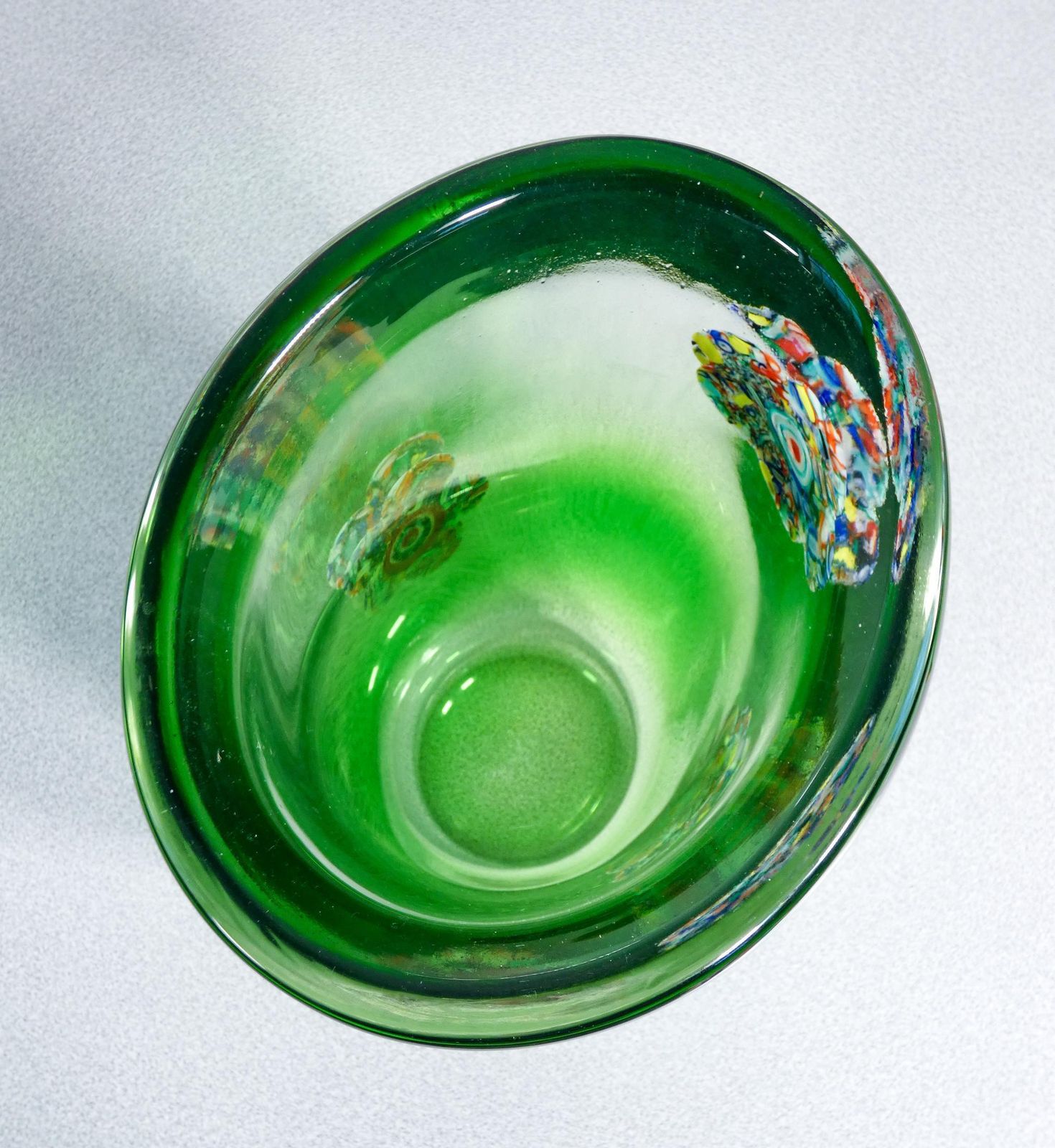photo for sale Large Murano Blown Glass Vase Decorated With Flowers And Murrine. 1990s