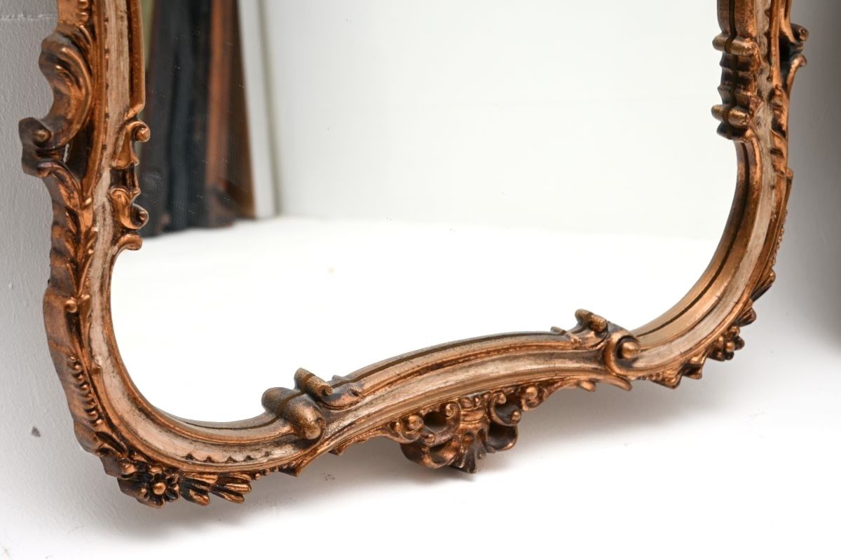 Pair Of Antique French Rococo Style Gilt Wood Mirrors photo vintage