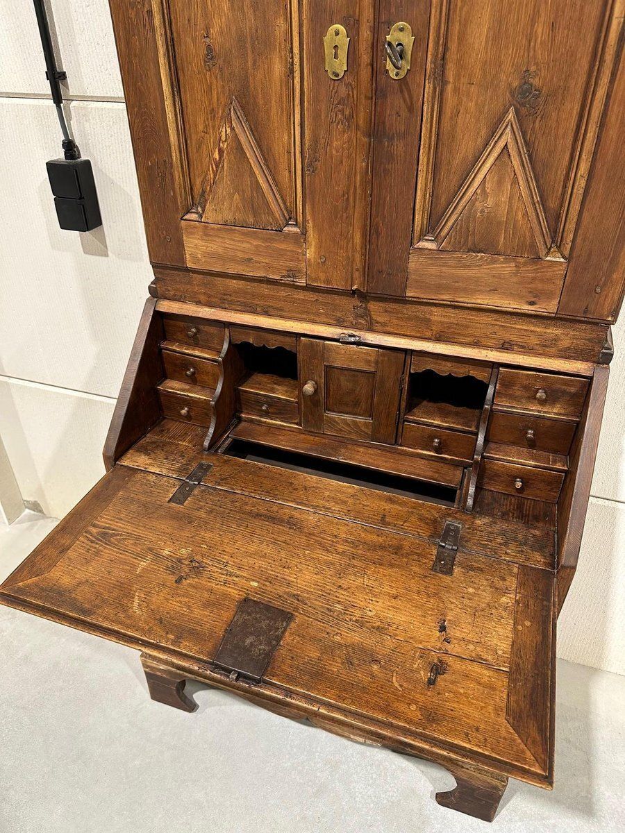 Antique Secretary Bookcase In Pine photo vintage