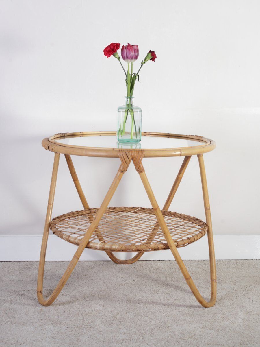 Mid Century Modern Rattan Coffee Table By Alan Fuchs For Uluv, 1960s photo for sale