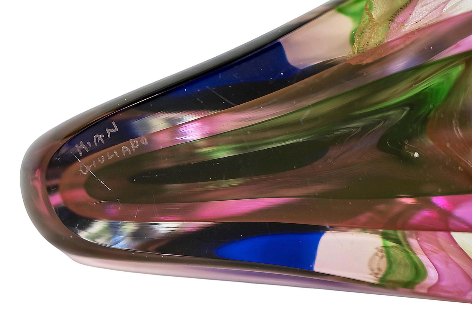 Vintage Italian Handmade Sommerso Murano Glass Vase By Giuliano Mian photo vinterior