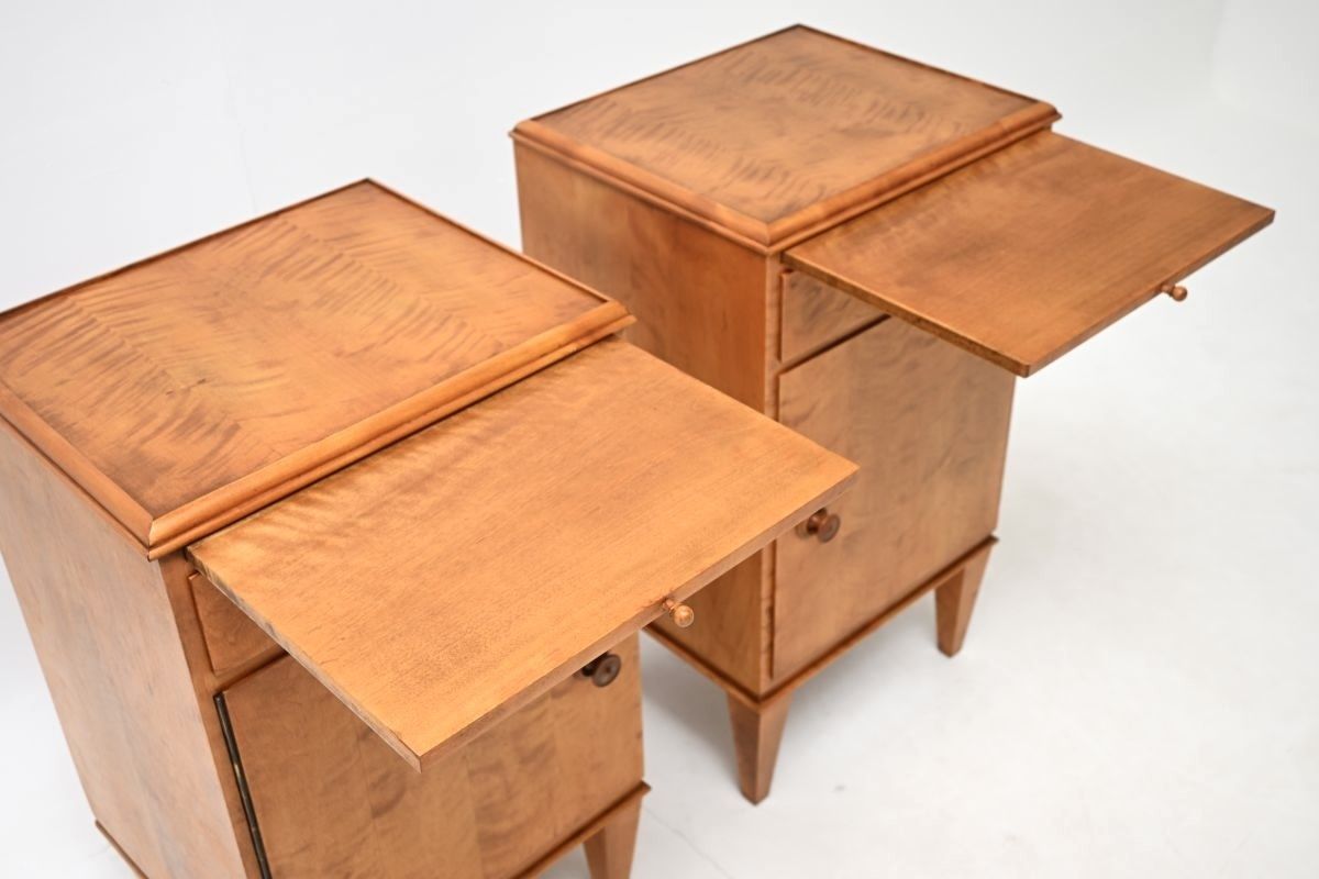 Pair Of Vintage Swedish Satin Birch Bedside Cabinets photo Furniture