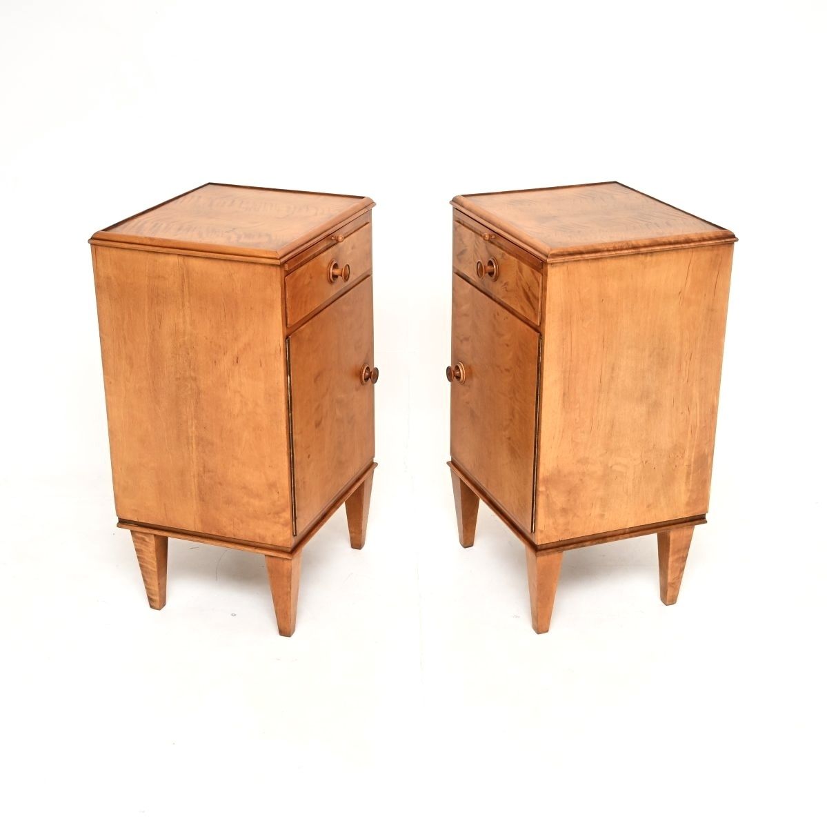 1164.0 Pair Of Vintage Swedish Satin Birch Bedside Cabinets photo