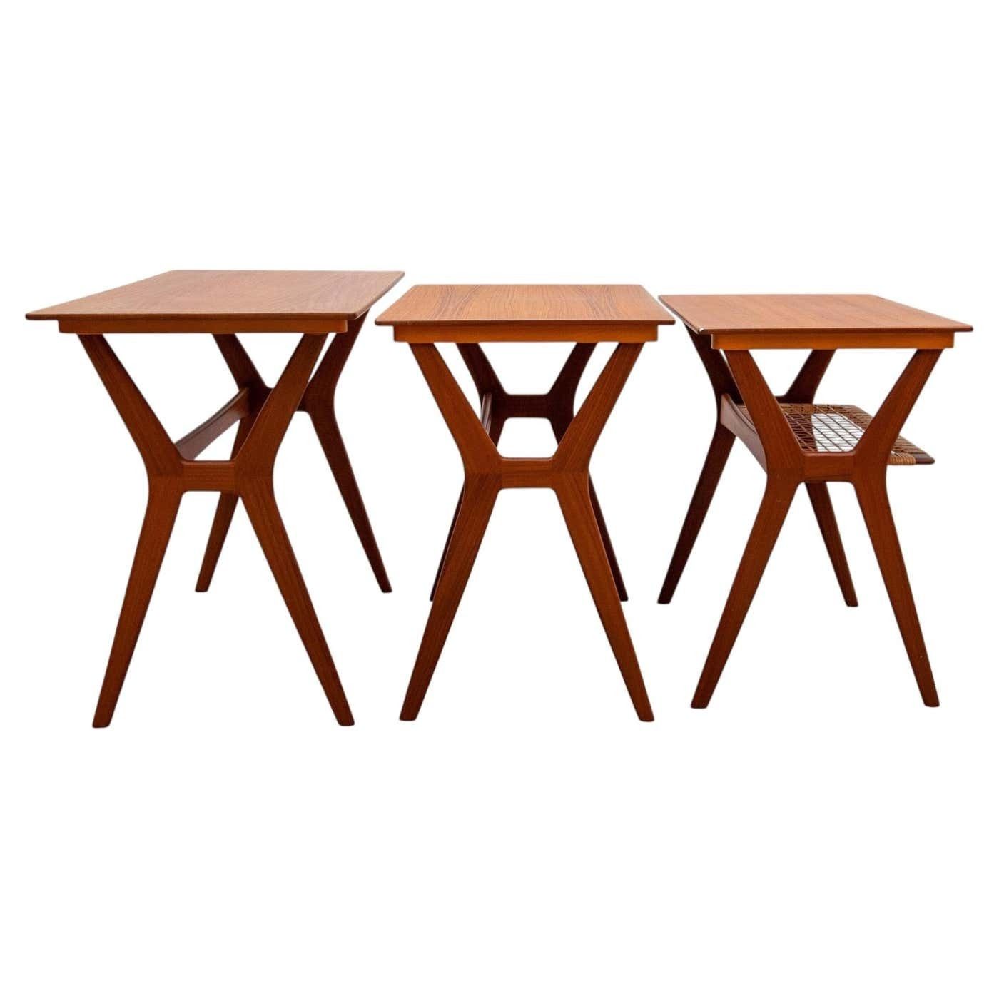 Set Of Three Nesting Tables Designed By Johannes Andersen For Silkeborg, 1960s