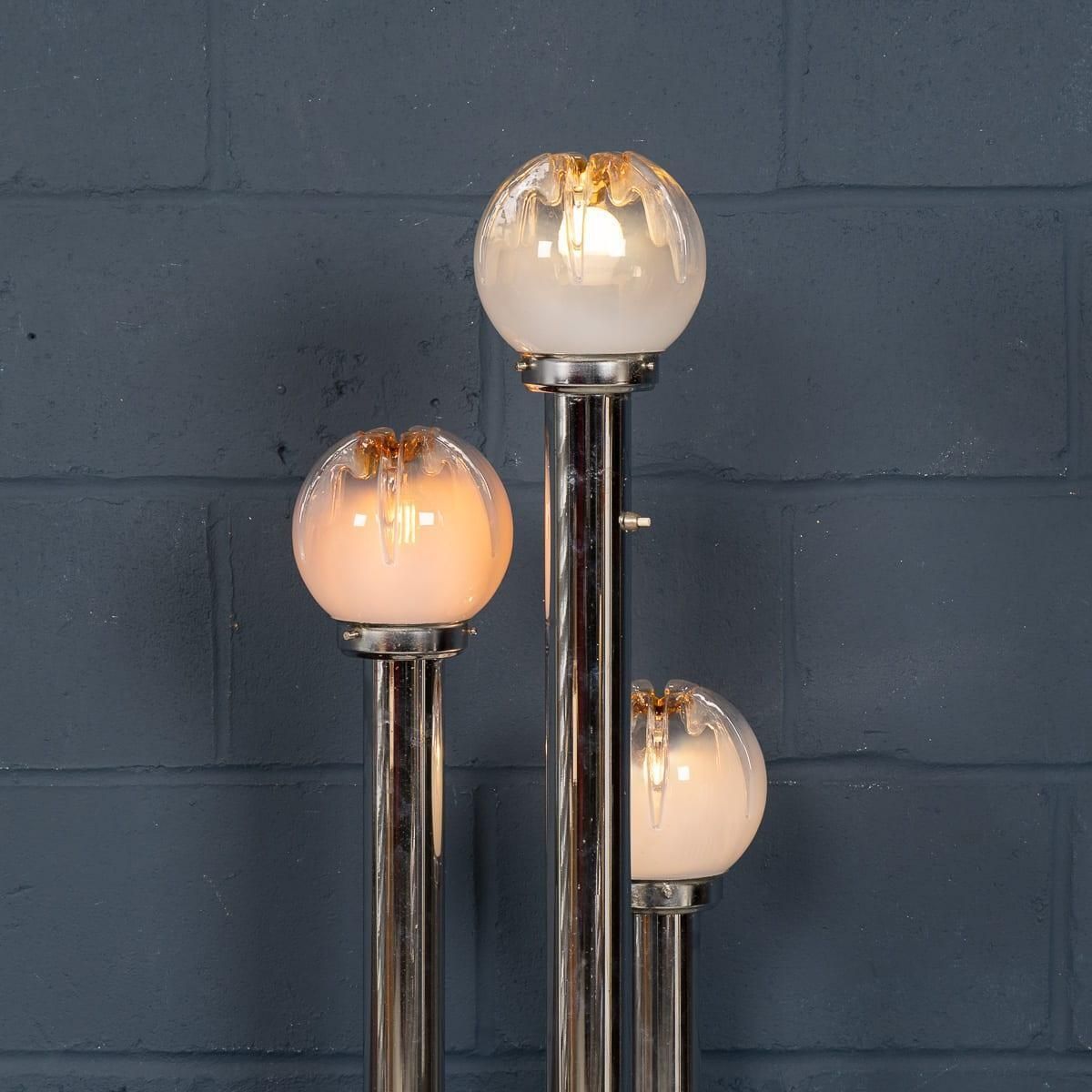 Vintage 20th Century Italian Chrome & Glass Floor Lamp By Mazzega C.1970 photo vintage
