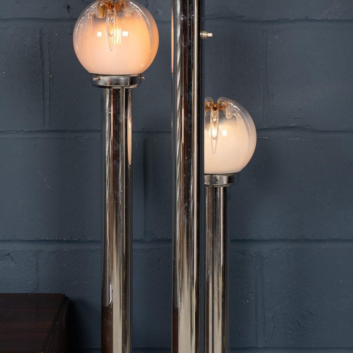 photo furniture Vintage 20th Century Italian Chrome & Glass Floor Lamp By Mazzega C.1970