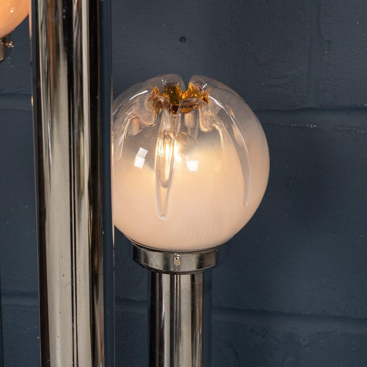 photo vinterior Vintage 20th Century Italian Chrome & Glass Floor Lamp By Mazzega C.1970