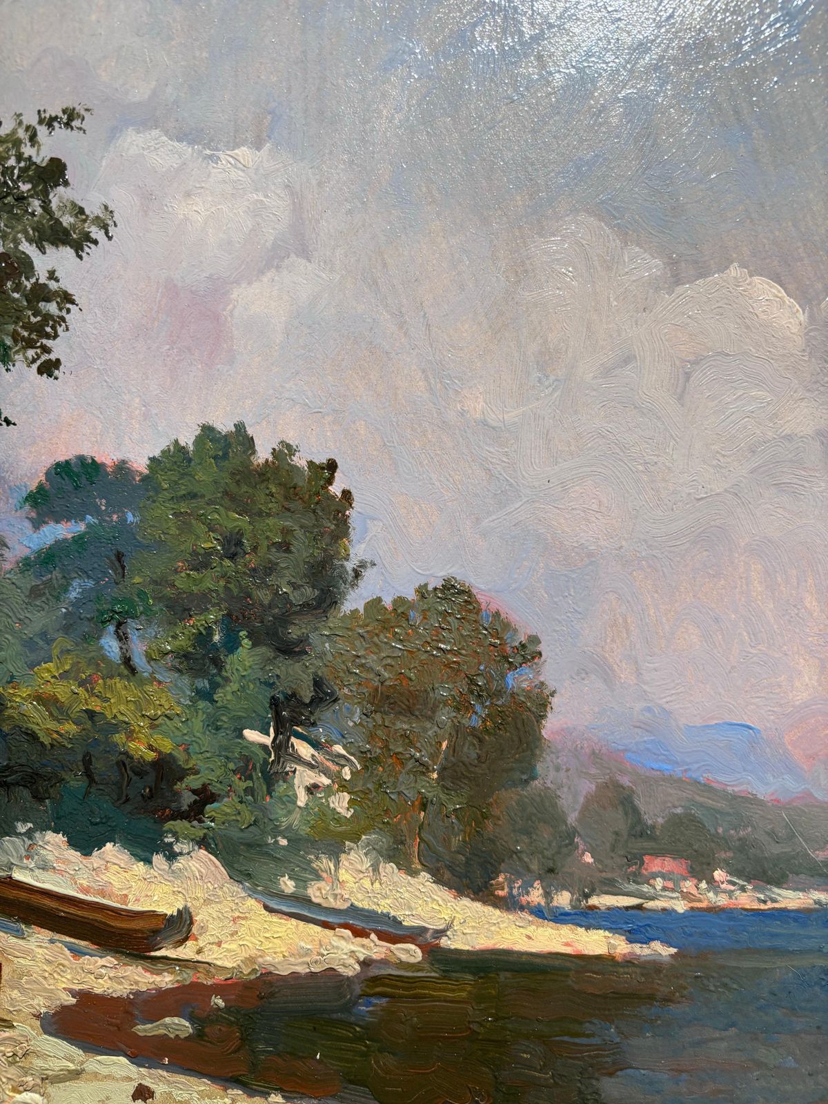 Giovanni Guarlotti" Il Lago Maggiore " Italia Olio Su Cartone Cm. 53 X 39 19101910 photo vinterior