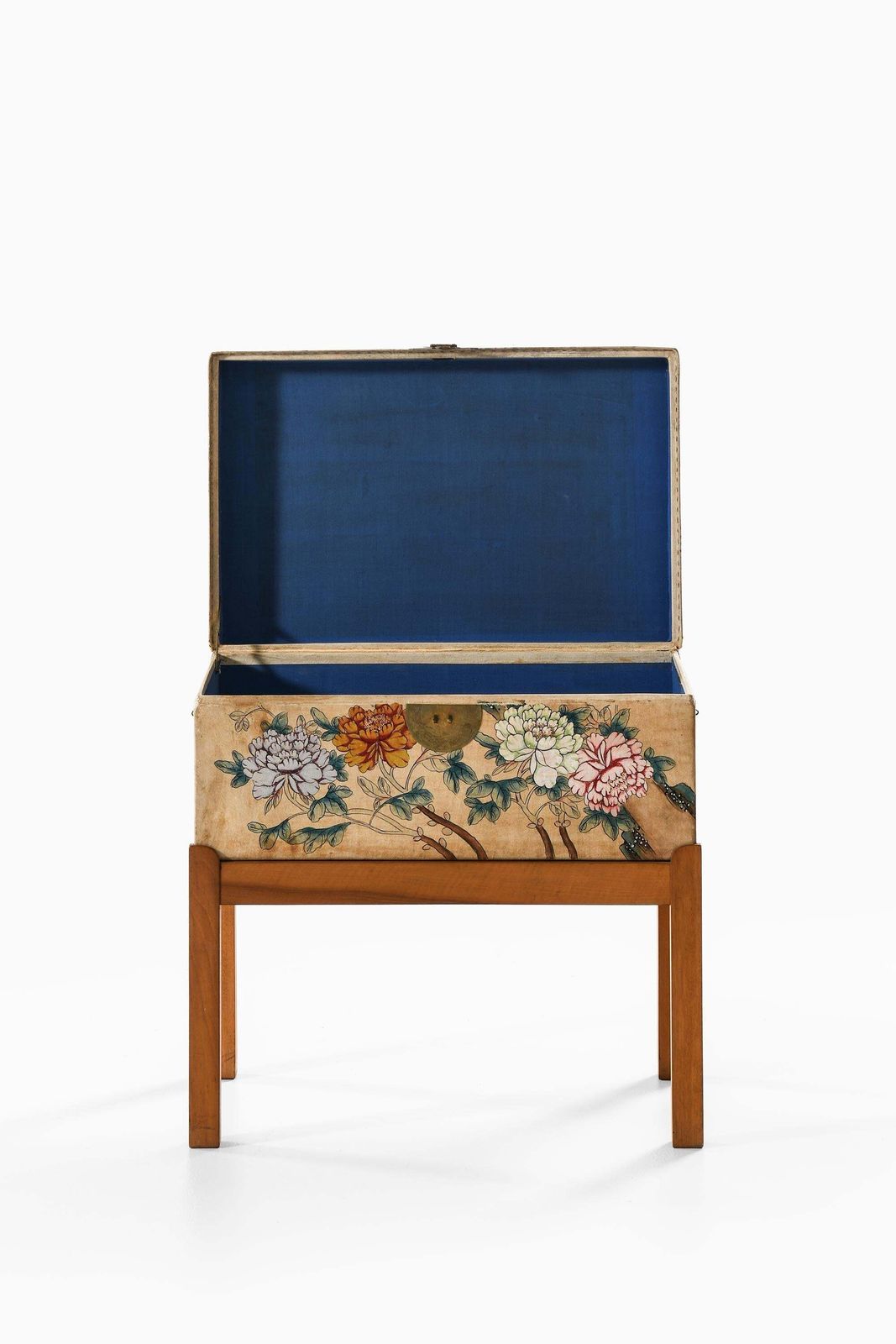 Rare Freestanding Chest In Brass, Parchment And Walnut By Josef Frank, 1940s photo Furniture