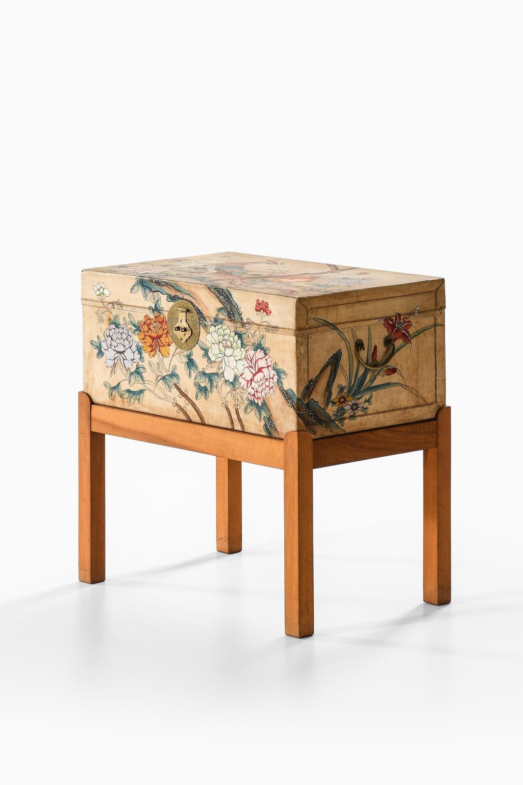 Rare Freestanding Chest In Brass, Parchment And Walnut By Josef Frank, 1940s photo 23341.0