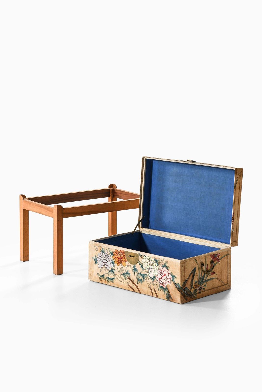 Rare Freestanding Chest In Brass, Parchment And Walnut By Josef Frank, 1940s photo vintage