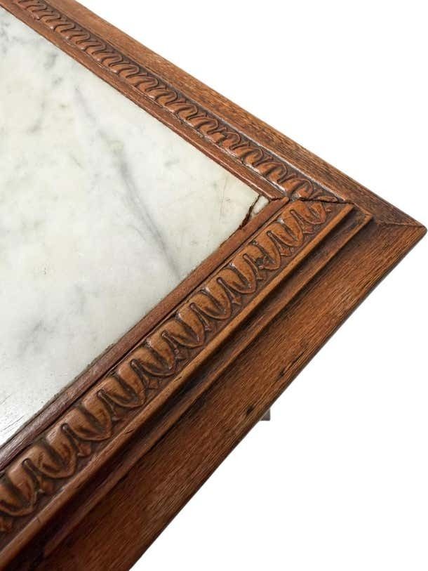Art Nouveau Pedestal Plant Stand, Hand Carved Beech & Marble, 1900s photo buy